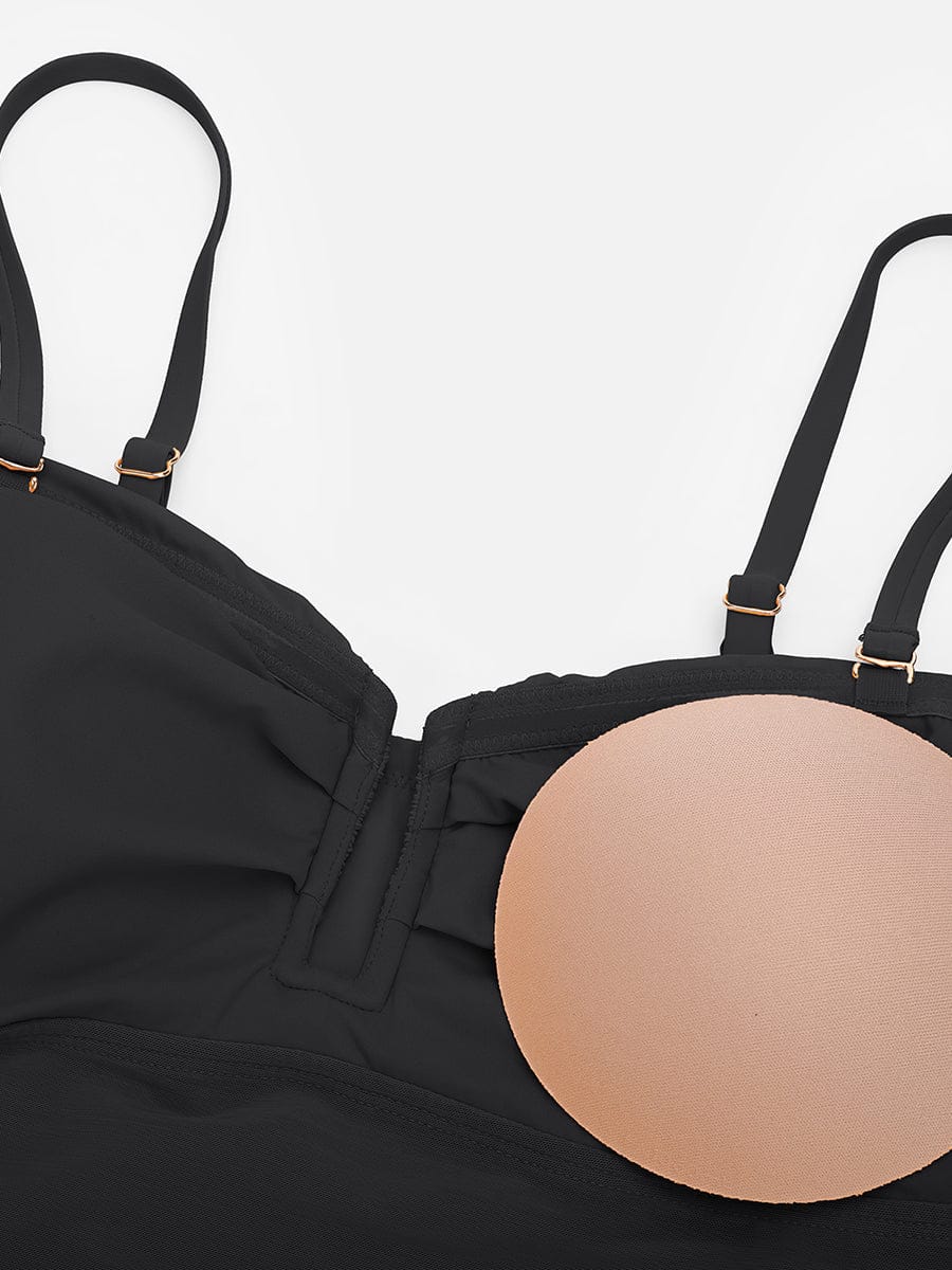 Figurformender Bandeau Badeanzug mit V-Ausschnitt & Trägern – Eleganter Shaping Swimsuit für Damen