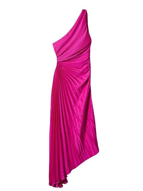 Elegantes One-Shoulder Plissee Kleid mit asymmetrischem Saum für Damen – Figurbetontes Abendkleid