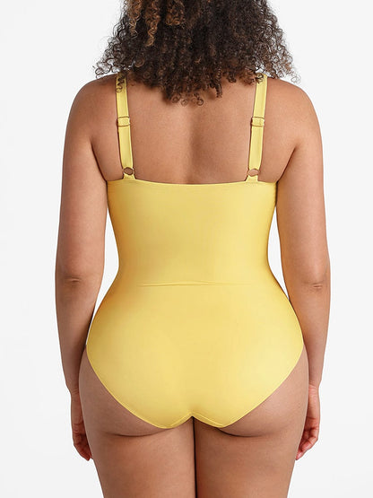 Figurformender Badeanzug mit Ring-Detail – Bauchkontrolle & Verstellbare Träger für Damen
