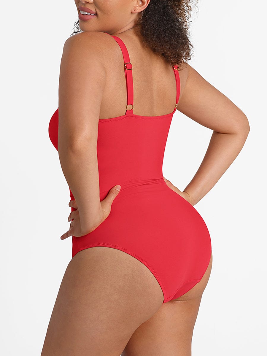Figurformender Badeanzug mit Ring-Detail – Bauchkontrolle & Verstellbare Träger für Damen