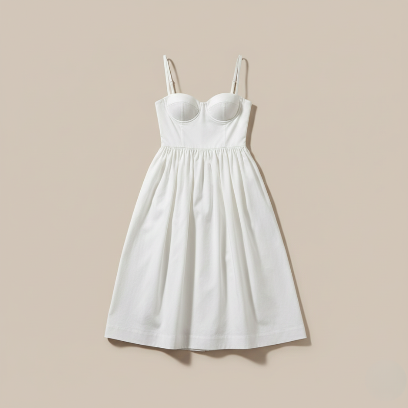Elegantes Midi Sommerkleid mit Spaghettiträgern & taillierter Passform für Damen – Leicht & Feminin