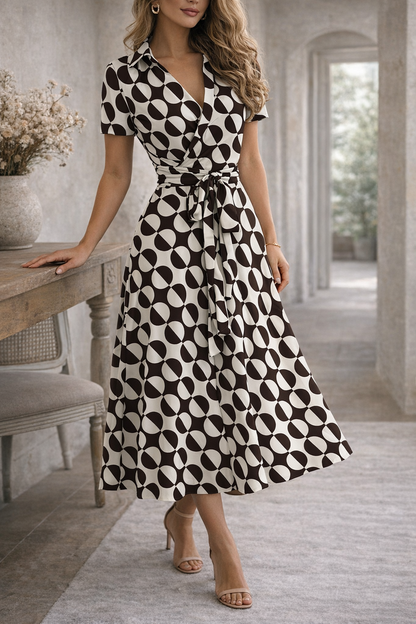 Elegantes Midikleid mit Taillengürtel für Damen – Feminines Swing Kleid für besondere Anlässe
