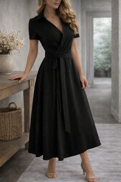 Elegantes Midikleid mit Taillengürtel für Damen – Feminines Swing Kleid für besondere Anlässe