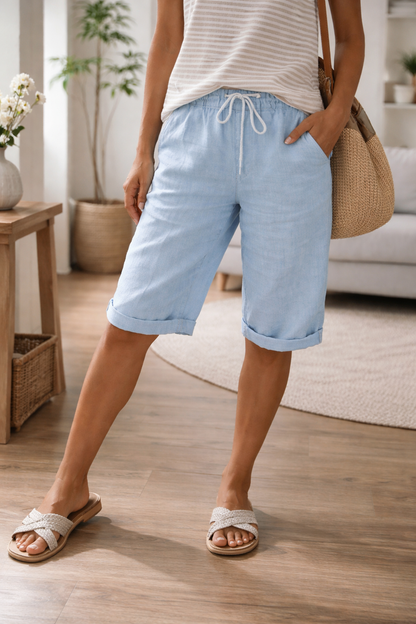 Lässige Bermuda Shorts mit Kordelzug für Damen – Bequeme Sommerhose mit Taschen