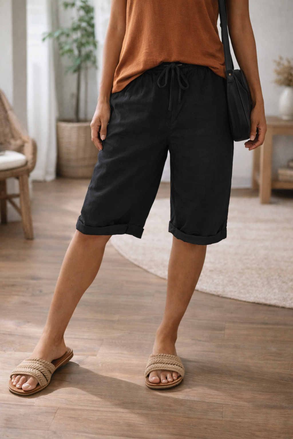 Lässige Bermuda Shorts mit Kordelzug für Damen – Bequeme Sommerhose mit Taschen