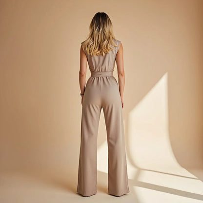 Eleganter Jumpsuit mit Gürtel & weitem Bein für Damen – Figurbetont, stilvoll & perfekt für Büro und Events