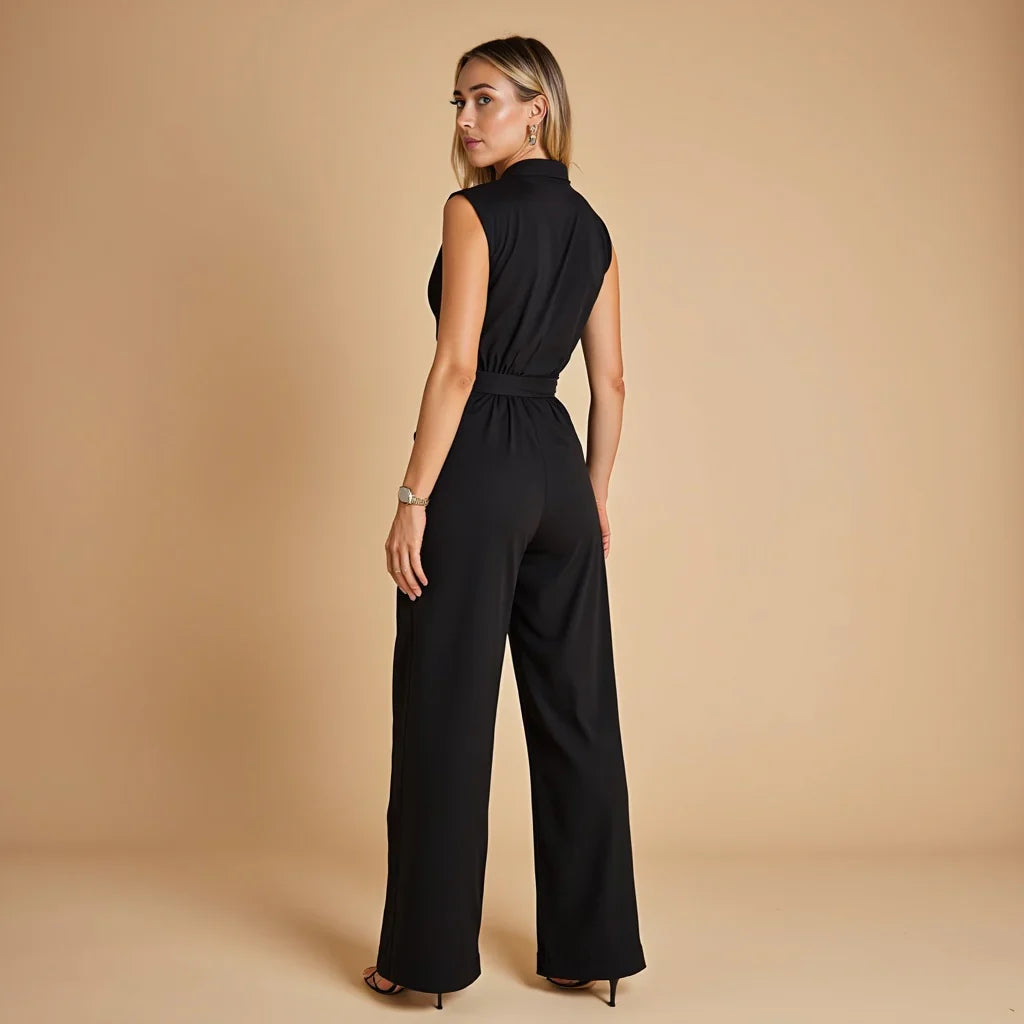 Eleganter Jumpsuit mit Gürtel & weitem Bein für Damen – Figurbetont, stilvoll & perfekt für Büro und Events