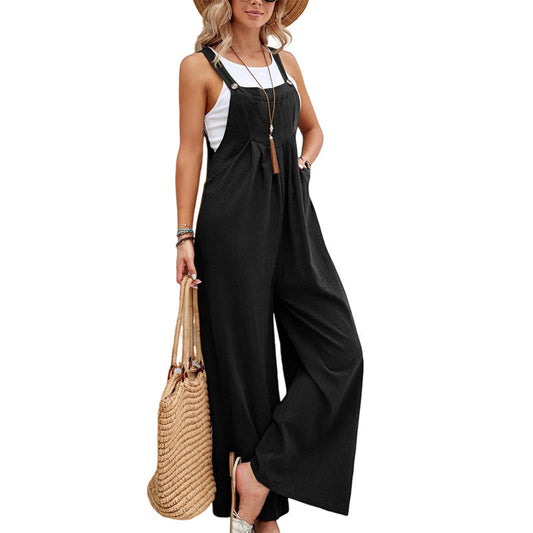 Inélia - Eleganter Urbaner Langoverall für Frauen mit Trägern | Lässiger und Weitgeschnittener Jumpsuit mit Taschen