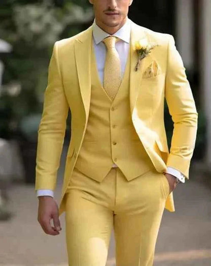 Luxuriöser Herren 3-Teiler Anzug – Eleganter Slim Fit Hochzeits- & Businessanzug