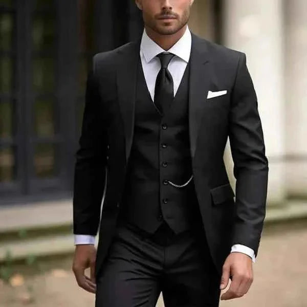 Luxuriöser Herren 3-Teiler Anzug – Eleganter Slim Fit Hochzeits- & Businessanzug
