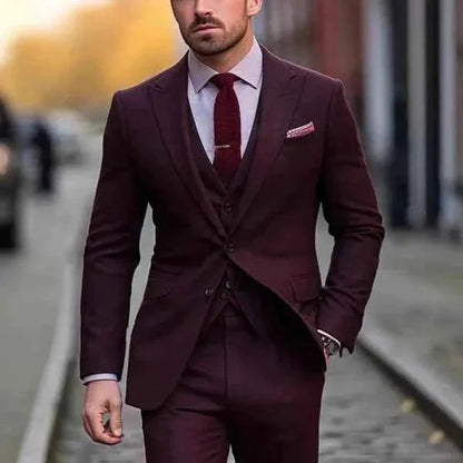 Luxuriöser Herren 3-Teiler Anzug – Eleganter Slim Fit Hochzeits- & Businessanzug