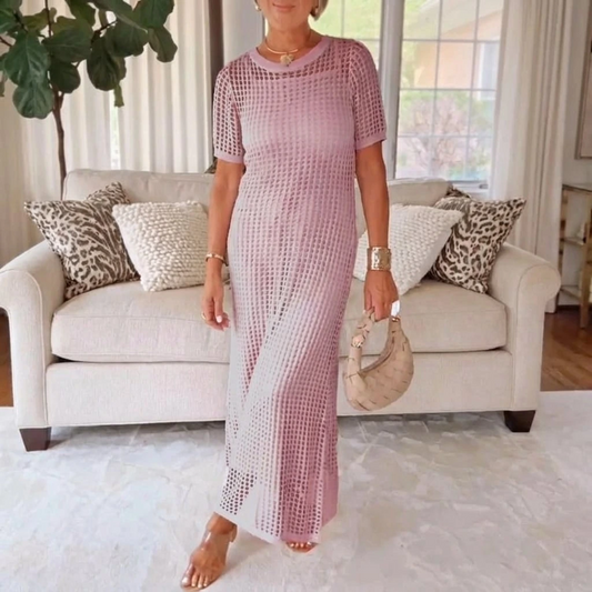 Leichtes Sommer-Strickkleid für Damen – Luftiges Maxikleid mit elegantem Fall