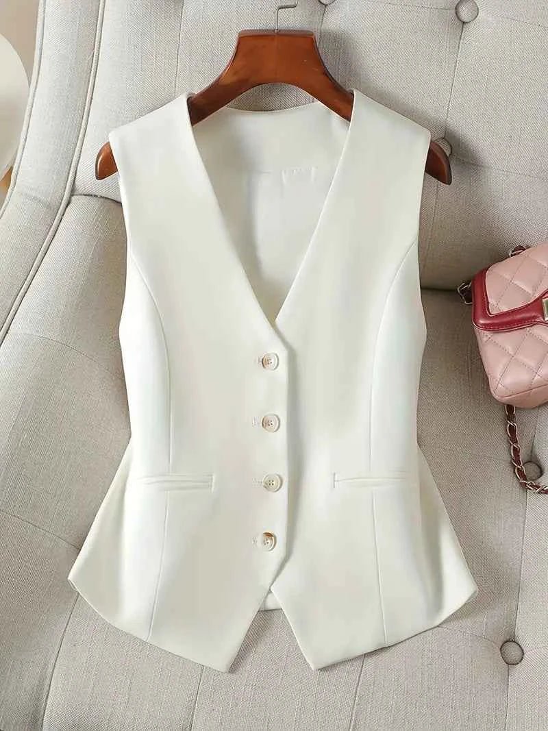 Elegante Damen Anzugweste mit V-Ausschnitt – Ärmellose Business Weste Modern Fit