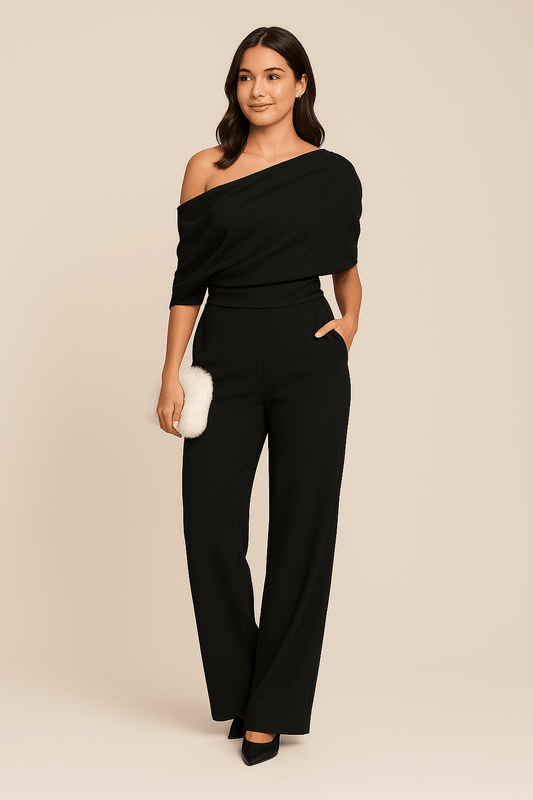 Marilys - Elegante Lange Frühlingskombination mit Asymmetrischem Design und Schulterfreiem Schnitt