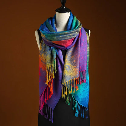 Eleganter Farbverlauf Schal mit Fransen – Weicher Damen Poncho & vielseitiges Tuch