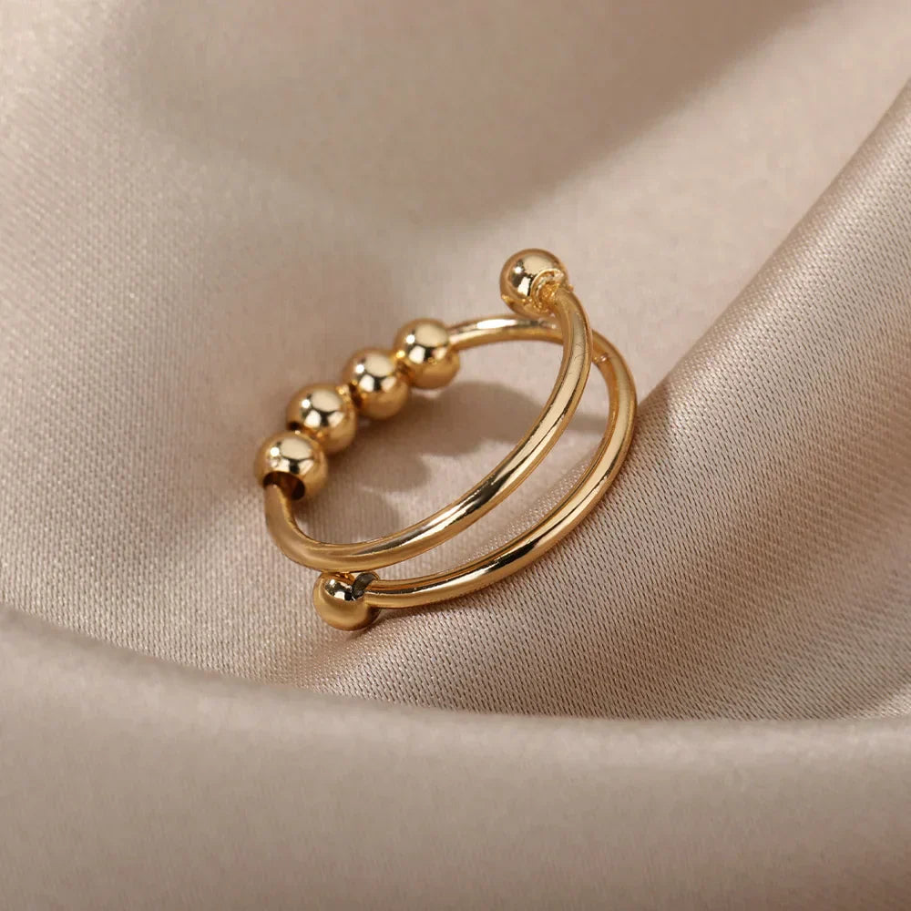Minimalistischer Kugelring für Damen – Verstellbarer Gold Ring im modernen Design