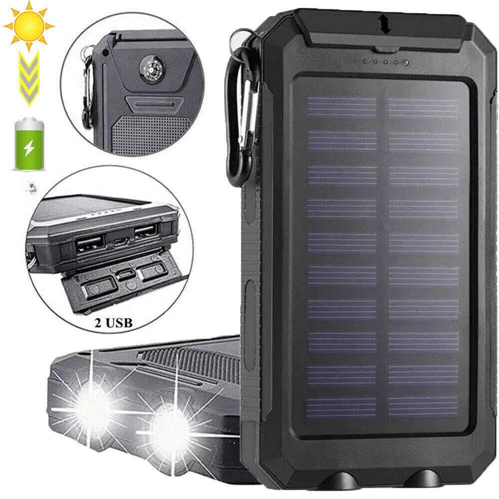 SolaMax - Solar Batterie 10 000 mAh – Wasserdicht und Stoßfest – Solaraufladbar