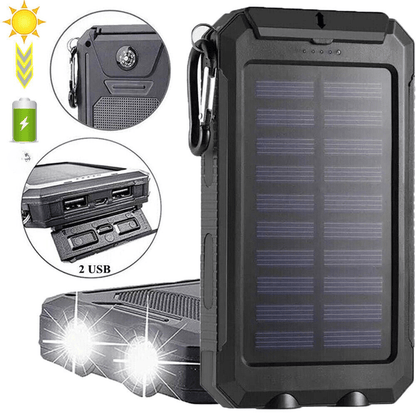 SolaMax - Solar Batterie 10 000 mAh – Wasserdicht und Stoßfest – Solaraufladbar