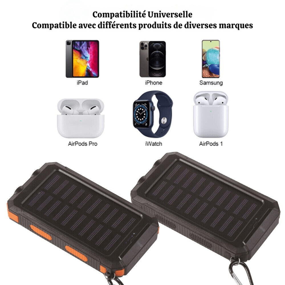 SolaMax - Solar Batterie 10 000 mAh – Wasserdicht und Stoßfest – Solaraufladbar