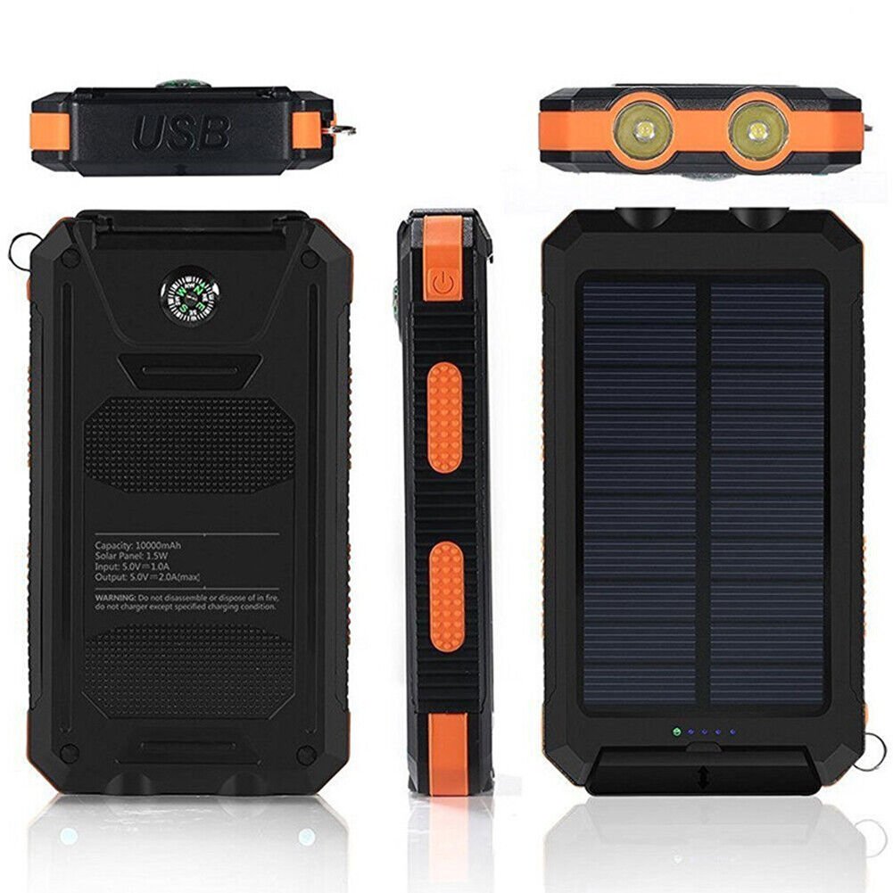 SolaMax - Solar Batterie 10 000 mAh – Wasserdicht und Stoßfest – Solaraufladbar