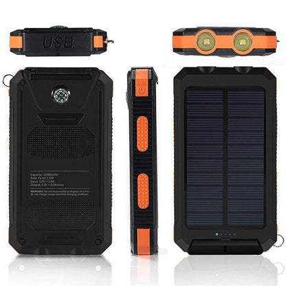 SolaMax - Solar Batterie 10 000 mAh – Wasserdicht und Stoßfest – Solaraufladbar