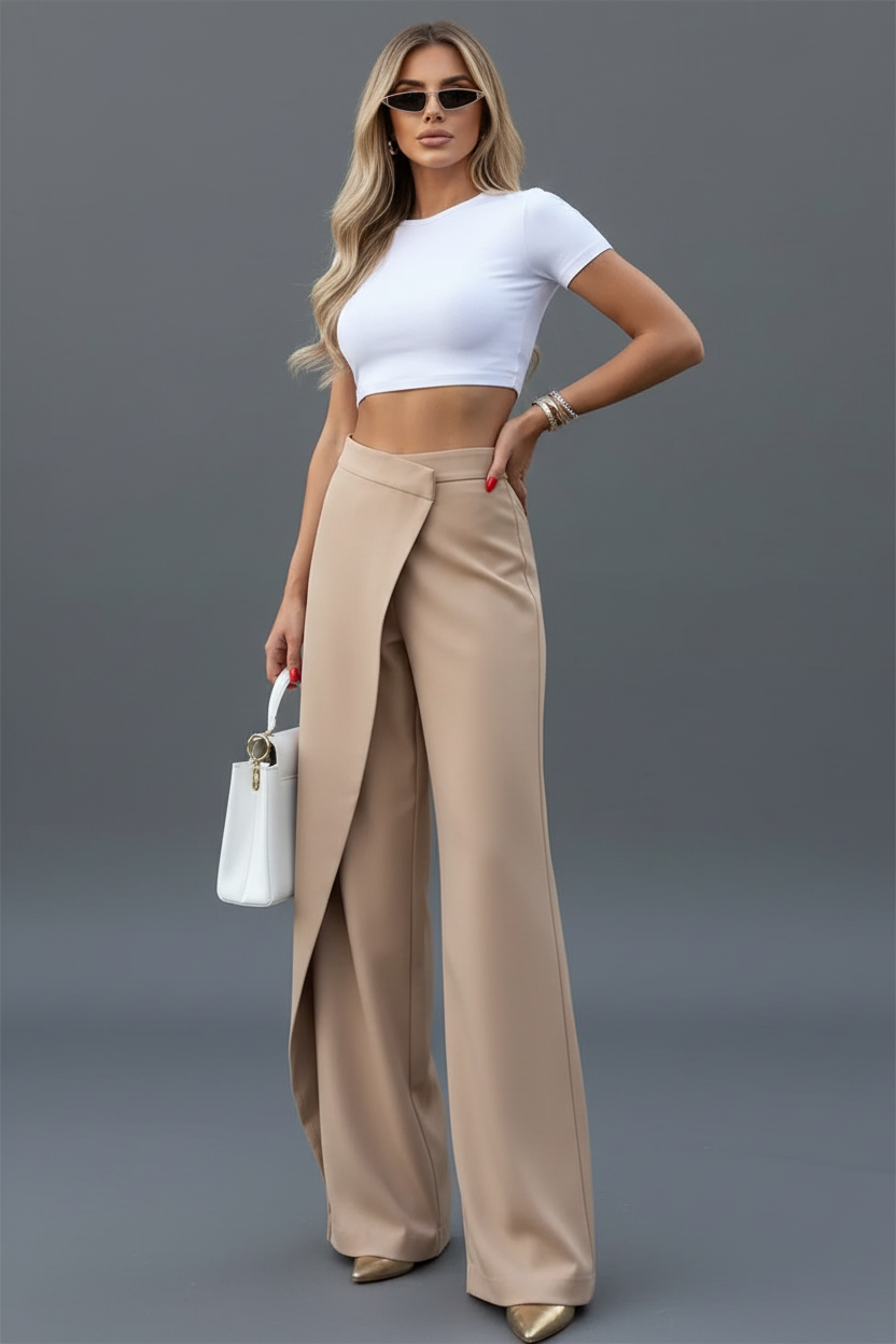 Elegante High-Waist Palazzo Hose für Damen – Fließend & Figurstreckend