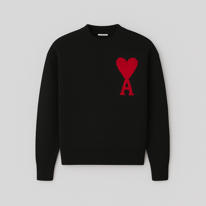 Kaélie - Damenpullover mit Herz und gestickten Buchstaben – Chic und zeitloser Sweat
