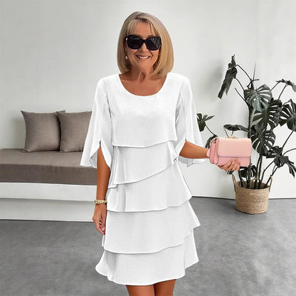 Elegantes Layered Rüschenkleid mit Flatterärmeln für Damen – Luftiges Sommerkleid mit lockerem Schnitt