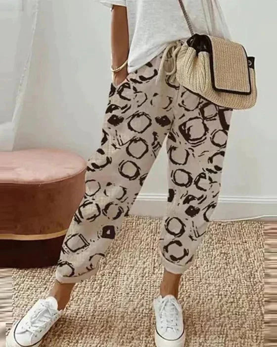 Lässige Sommerhose mit Print & elastischem Bund – Bequeme Freizeit Hose für Damen
