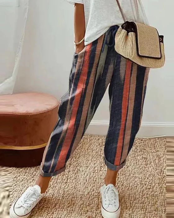 Lässige Sommerhose mit Print & elastischem Bund – Bequeme Freizeit Hose für Damen