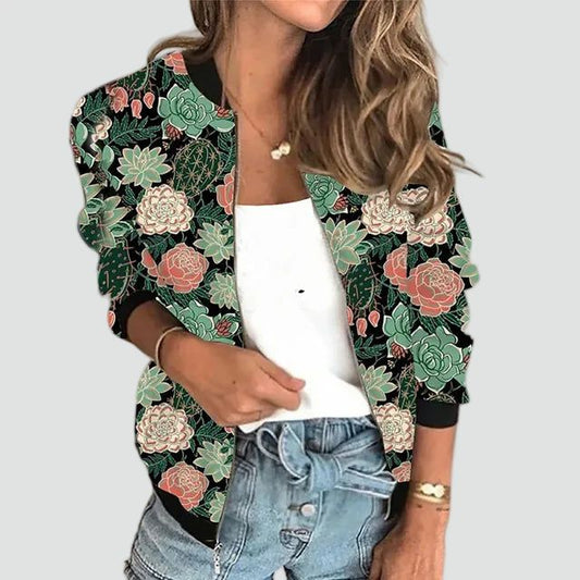Florale Bomberjacke für Damen mit Print – Leichte Freizeitjacke stilvoll & vielseitig