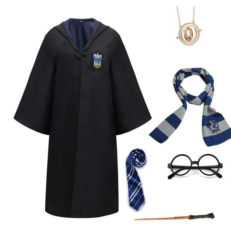 Magischer Zauberer Umhang Kinder Set – Hogwarts Kostüm mit Zauberstab & Accessoires