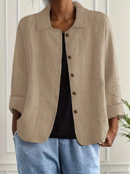 Leichte Leinen Bluse mit Knopfleiste & lockerem Schnitt für Damen – Atmungsaktiv & Elegant