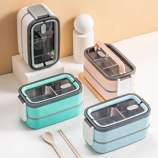 Auslaufsichere Lunchbox mit Edelstahl-Einsatz – Bento Brotdose für Büro, Schule & unterwegs