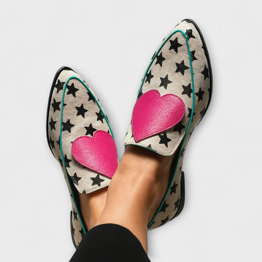 Slipper mit Sternenmuster und Herzdesign für Damen Bequeme Loafer im Trend Look