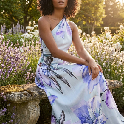 Elegantes Maxikleid mit floralem Print für Damen – Luftiges Neckholder Sommerkleid