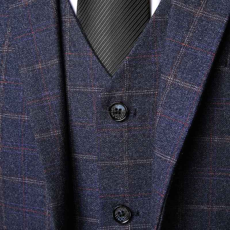 Eleganter Herren 3-Teile Anzug kariert – Slim Fit Business- & Hochzeitsanzug