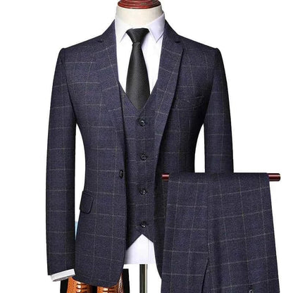 Eleganter Herren 3-Teile Anzug kariert – Slim Fit Business- & Hochzeitsanzug