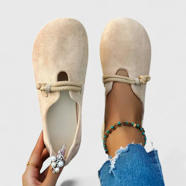 Bequeme Ballerina-Schuhe für Damen – Weiche Slip-On Flats mit Zierschnürung