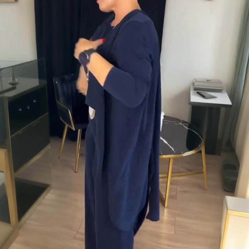 Mirevel - Drei-Teiliges Set für Frauen, Bequem und Elegant, bestehend aus einem Top, einem Blazer und einer Hose in Uni-Farbe