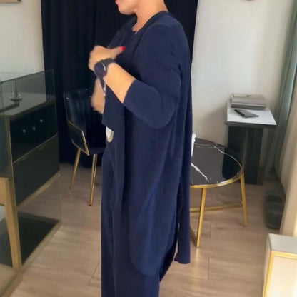 Mirevel - Drei-Teiliges Set für Frauen, Bequem und Elegant, bestehend aus einem Top, einem Blazer und einer Hose in Uni-Farbe