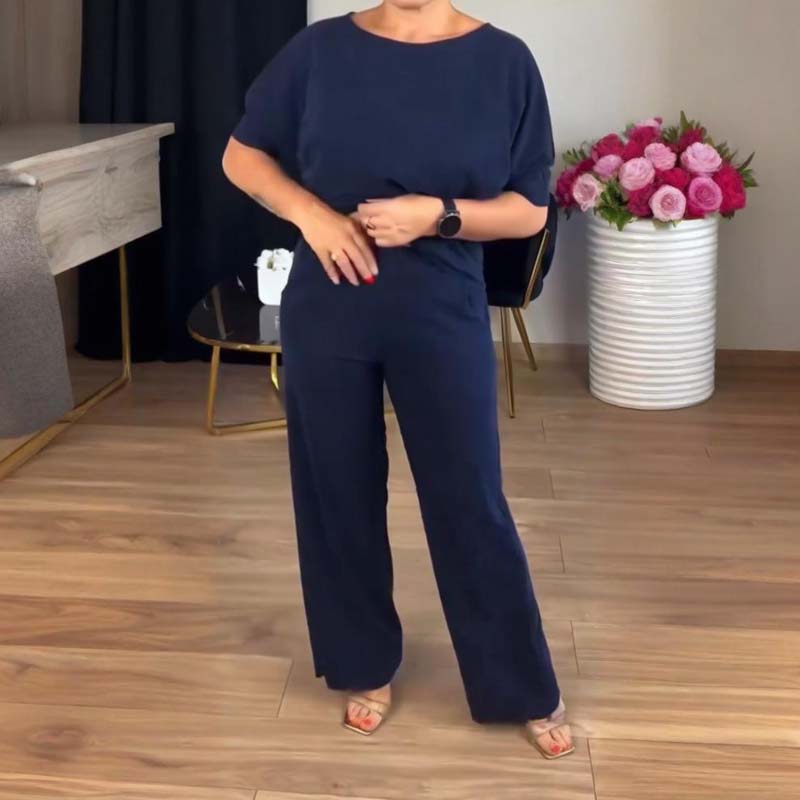Mirevel - Drei-Teiliges Set für Frauen, Bequem und Elegant, bestehend aus einem Top, einem Blazer und einer Hose in Uni-Farbe