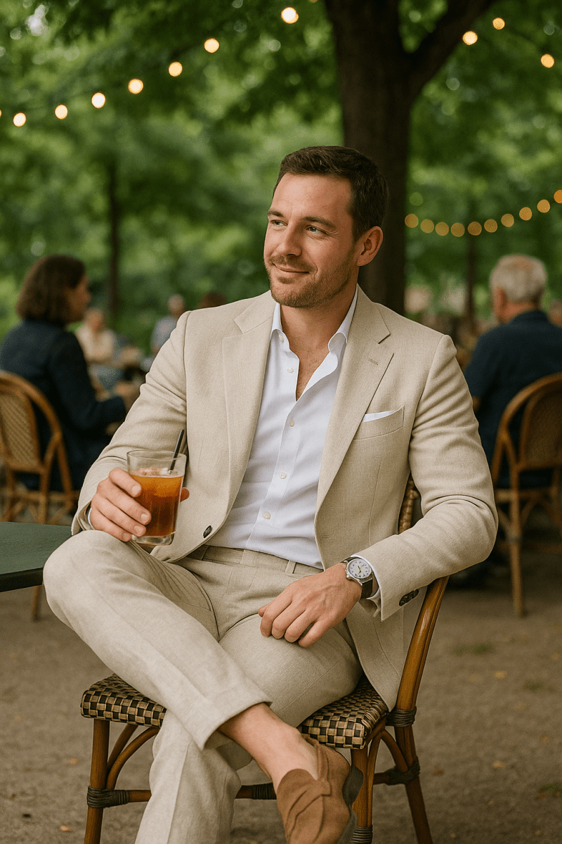 Eleganter Leinenanzug Slim Fit – Moderner Sommeranzug für Herren
