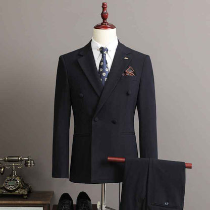 Eleganter Herren Doppelreiher Anzug Slim Fit – Business & Hochzeitsanzug 3-Teilig