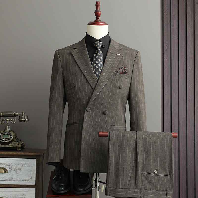 Eleganter Herren Doppelreiher Anzug Slim Fit – Business & Hochzeitsanzug 3-Teilig