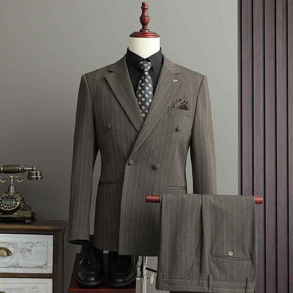 Eleganter Herren Doppelreiher Anzug Slim Fit – Business & Hochzeitsanzug 3-Teilig