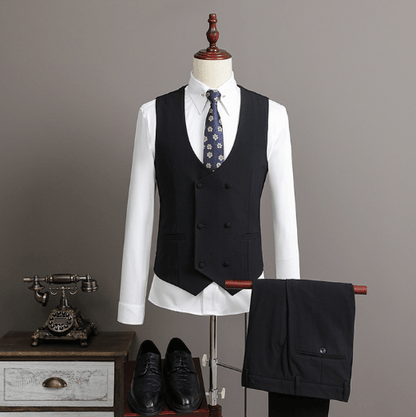 Eleganter Herren Doppelreiher Anzug Slim Fit – Business & Hochzeitsanzug 3-Teilig