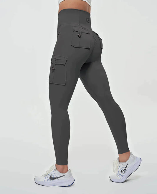 High-Waist Cargo Leggings für Damen – Figurformend & Sportlich mit Taschen