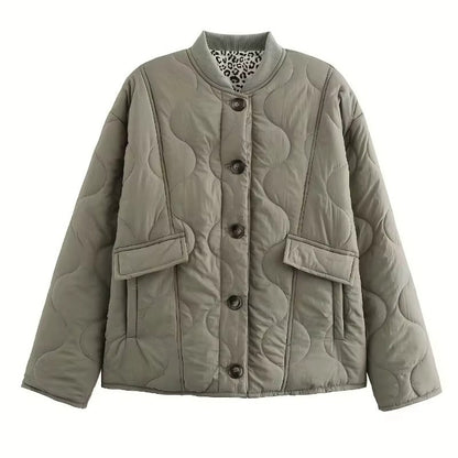 Steppjacke Damen mit Leo-Details – Leichte Übergangsjacke gesteppt & stylisch