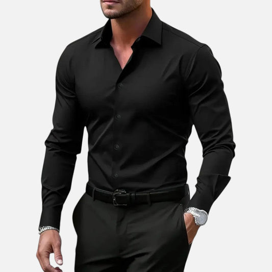 Lyrien - Herren Slim Fit Anti-Falten Hemd